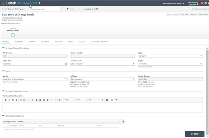 Vantagepoint Purchasing Details